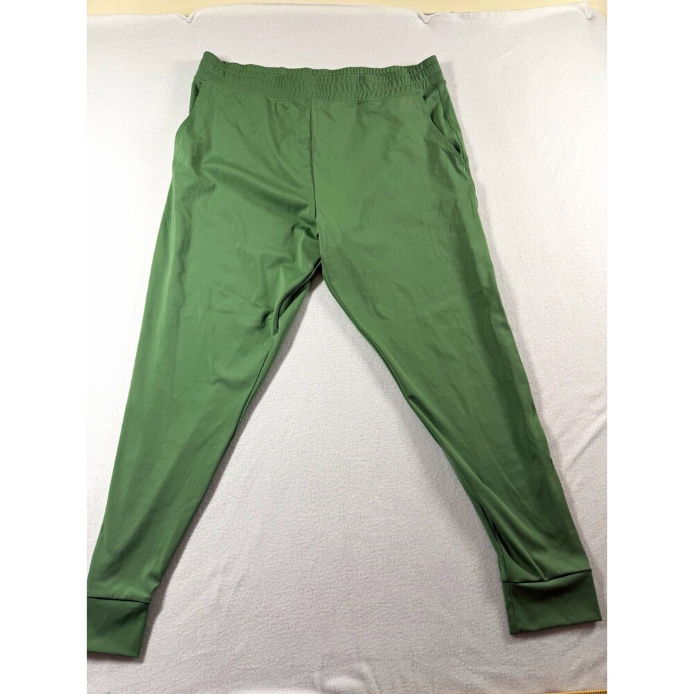 PINK Active Womens Green Solid Ankle Leggings Pockets Athleisure Size XXL 583
